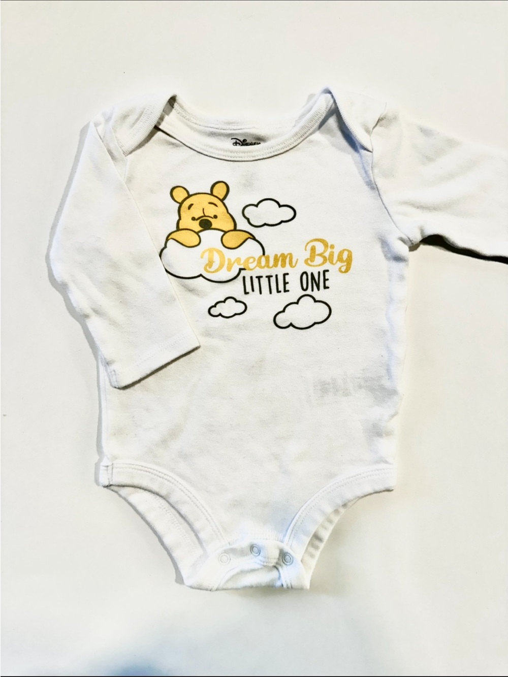 Disney White 'Dream Big Little One' Baby One-Piece